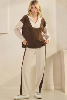 Women's Relaxed Fit Colorblock Corduroy Set style 5