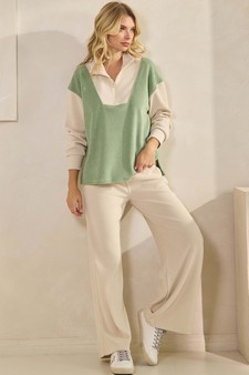 Women's Relaxed Fit Corduroy Two-Tone Quarter Zip Pullover style 5