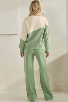 Women’s Asymmetrical Two Tone Top Corduroy Set style 2