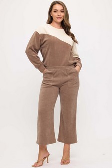 Women’s Asymmetrical Two Tone Corduroy Pullover Sweatshirt style 5