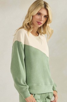 Women’s Asymmetrical Two Tone Corduroy Pullover Sweatshirt style 3