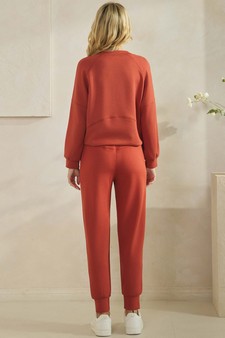 Women’s Solid Crewneck UltraComfy Short Top and Jogger Set style 2