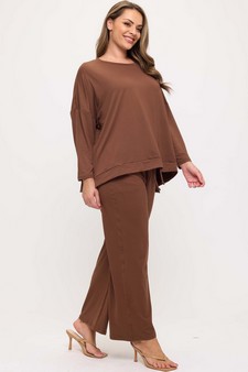 Women's Relaxed Peach Skin Top and Bottom Set style 3