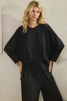 Women's Relaxed Peach Skin Top and Bottom Set style 4