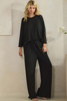 Women's Relaxed Peach Skin Top and Bottom Set style 5