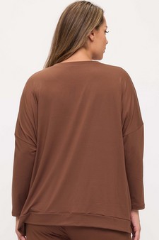 Women's Peach Skin Long Sleeve Relaxed Fit Top style 2