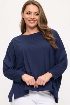 Women's Peach Skin Long Sleeve Relaxed Fit Top style 3