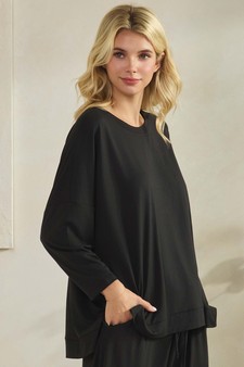 Women's Peach Skin Long Sleeve Relaxed Fit Top style 3