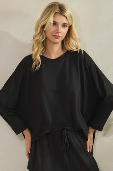 Women's Peach Skin Long Sleeve Relaxed Fit Top style 4