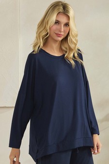 Women's Peach Skin Long Sleeve Relaxed Fit Top style 3