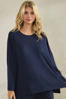 Women's Peach Skin Long Sleeve Relaxed Fit Top style 4