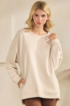 ETA 11/07/25 - Women's Soft Cotton Modal Long Sleeve Crew Top with Pockets style 4