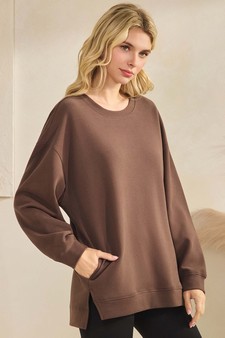 ETA 11/07/25 - Women's Soft Cotton Modal Long Sleeve Crew Top with Pockets style 3