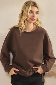 ETA 11/07/25 - Women's Soft Cotton Modal Long Sleeve Crew Top with Pockets style 4