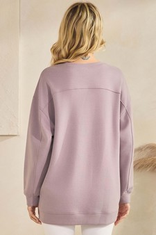 Women's Soft Cotton Modal Long Sleeve Crew Top with Pockets style 2