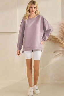 Women's Soft Cotton Modal Long Sleeve Crew Top with Pockets style 5