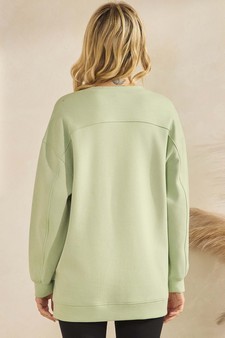 ETA 10/31/25 - Women's Soft Cotton Modal Long Sleeve Crew Top with Pockets style 2