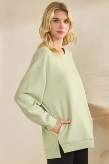 ETA 10/31/25 - Women's Soft Cotton Modal Long Sleeve Crew Top with Pockets style 3