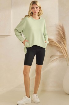 ETA 10/31/25 - Women's Soft Cotton Modal Long Sleeve Crew Top with Pockets style 5