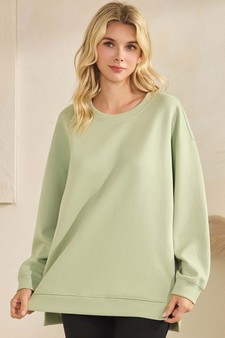 ETA 10/31/25 - Women's Soft Cotton Modal Long Sleeve Crew Top with Pockets