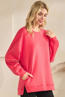 ETA 10/31/25 - Women's Soft Cotton Modal Long Sleeve Crew Top with Pockets style 3