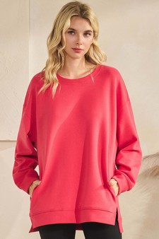 ETA 10/31/25 - Women's Soft Cotton Modal Long Sleeve Crew Top with Pockets style 4