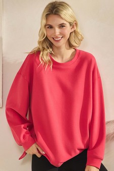 ETA 10/31/25 - Women's Soft Cotton Modal Long Sleeve Crew Top with Pockets