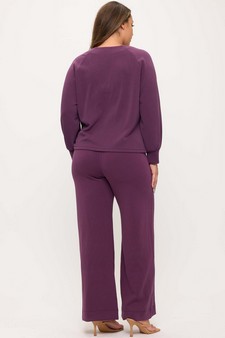 Women's Sofie Soft Split Neck Top & Wide Leg Pants Set style 2