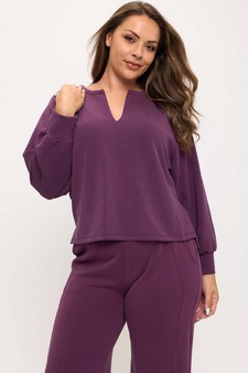 Women's Sofie Soft Split Neck Top & Wide Leg Pants Set style 4