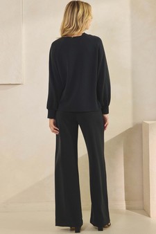 Women's Sofie Soft Split Neck Top & Wide Leg Pants Set style 2
