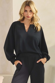 Women's Sofie Soft Split Neck Top & Wide Leg Pants Set style 4
