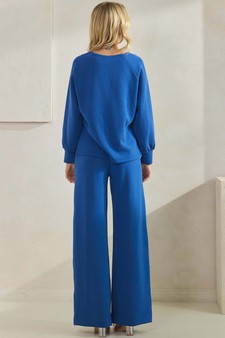 Women's Sofie Soft Split Neck Top & Wide Leg Pants Set style 2
