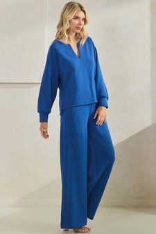 Women's Sofie Soft Split Neck Top & Wide Leg Pants Set style 3