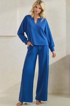 Women's Sofie Soft Split Neck Top & Wide Leg Pants Set style 5