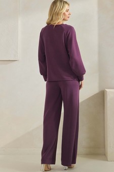 Women's Sofie Soft Split Neck Top & Wide Leg Pants Set style 2