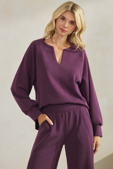 Women's Sofie Soft Split Neck Top & Wide Leg Pants Set style 4