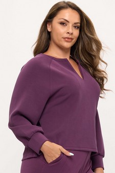 ETA 08/25/25 Women's Sofie Soft Split Neck Raglan Long Sleeve Oversized Top style 3