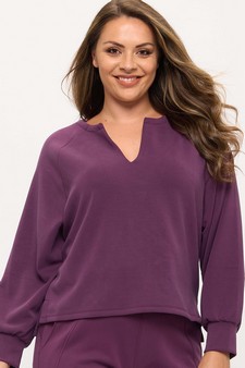 ETA 08/25/25 Women's Sofie Soft Split Neck Raglan Long Sleeve Oversized Top style 4