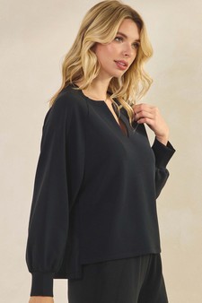 ETA 08/29/25 Women's Sofie Soft Split Neck Raglan Long Sleeve Oversized Top style 3