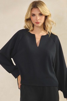ETA 08/29/25 Women's Sofie Soft Split Neck Raglan Long Sleeve Oversized Top style 4