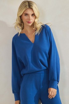 ETA 09/08/25 Women's Sofie Soft Split Neck Raglan Long Sleeve Oversized Top style 4