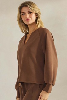 ETA 08/25/25 Women's Sofie Soft Split Neck Raglan Long Sleeve Oversized Top style 3