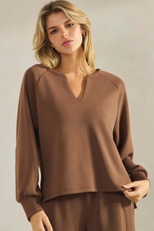ETA 08/25/25 Women's Sofie Soft Split Neck Raglan Long Sleeve Oversized Top style 4