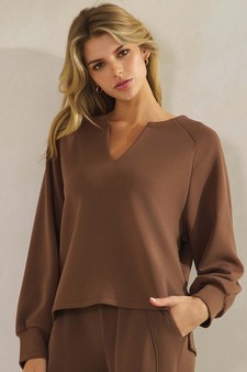 ETA 08/25/25 Women's Sofie Soft Split Neck Raglan Long Sleeve Oversized Top