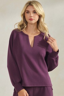 ETA 08/29/25 Women's Sofie Soft Split Neck Raglan Long Sleeve Oversized Top