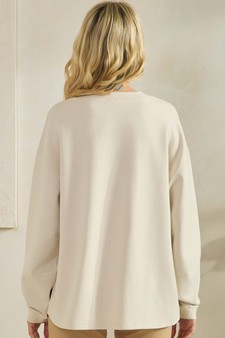 ETA 01/01/26- Women's Cotton Modal Loose Fit Pullover Crewneck Top style 2