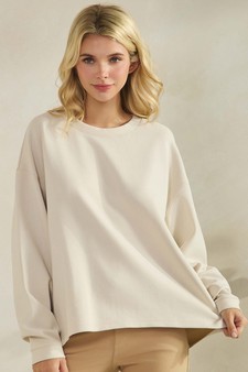 ETA 01/01/26- Women's Cotton Modal Loose Fit Pullover Crewneck Top