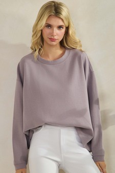 Women's Cotton Modal Loose Fit Pullover Crewneck Top style 4