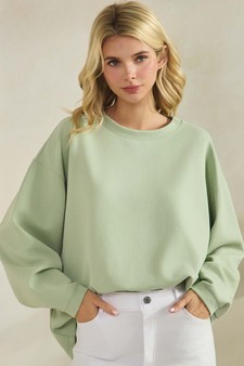 Women's Cotton Modal Loose Fit Pullover Crewneck Top style 4