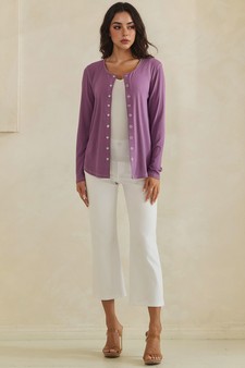 Pure Comfort LuxeAir Ribbed Long Sleeve Button Up Cardigan (XL only) style 5